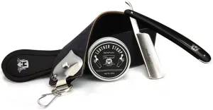 Professional Barber Shaving Set Leather Strop with Strop Paste & Straight Cut Razor