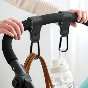 Pu Leather Stroller Hooks 360° Rotatable Baby Bag Hanger Pram Organizer Clip (1/2pcs)