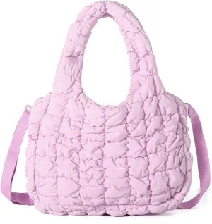 Puffer Tote Bag for Women Quilted Tote Bag Crossbody Carryall Bag Soft Puffy Hobo Handbag Puff Purse