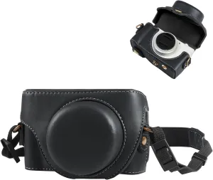 PULUZ Digital Camera Case for Sony ZV-1F Vlog Camera,Full Body Leather Camera Bag with Sony ZV-1F Case Shoulder Strap-Travel Protective Carrying Storage Bag (Black)