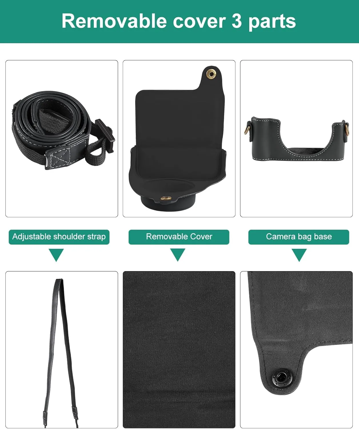 PULUZ Digital Camera Case for Sony ZV-1F Vlog Camera,Full Body Leather Camera Bag with Sony ZV-1F Case Shoulder Strap-Travel Protective Carrying Storage Bag (Black)