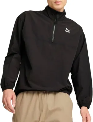 PUMA Mens Classics Relaxed Crew Woven Half Zip Athletic Outerwear Casual - Black - Size L