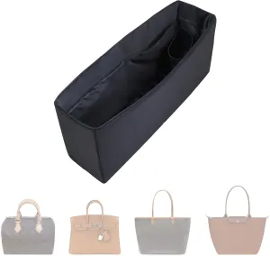 Purse Organizer Insert,Silk Bag Organizer with 6 Sizes,Silky Smooth,Handbag Shaper For Longchamp,Birkin 20/25,Speedy 30/40,Neverfull and More(Slender Large,Black)