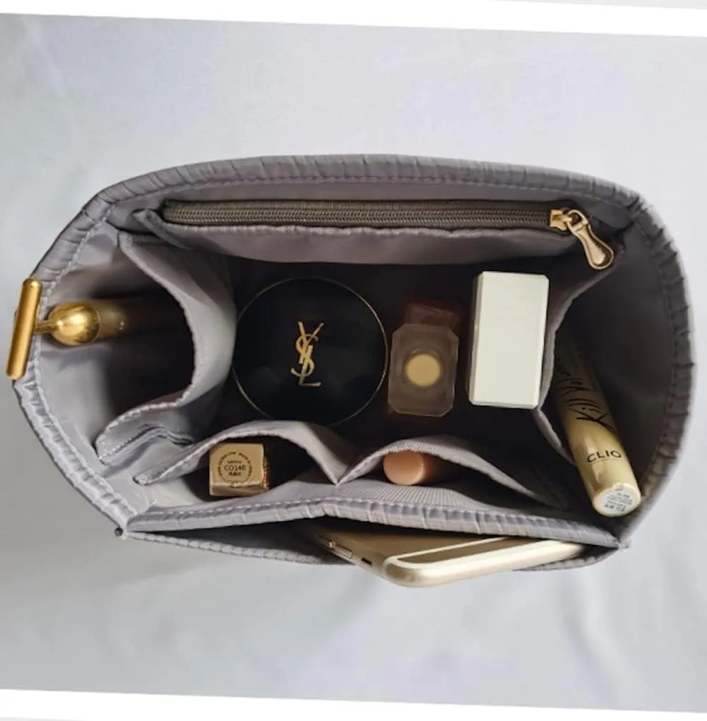 Purse Organizer Picotin 18 22 26 Insert Bags Makeup Handbag Inner Purse Portable base shaper Premium Nylon (Picotin 18, grey)