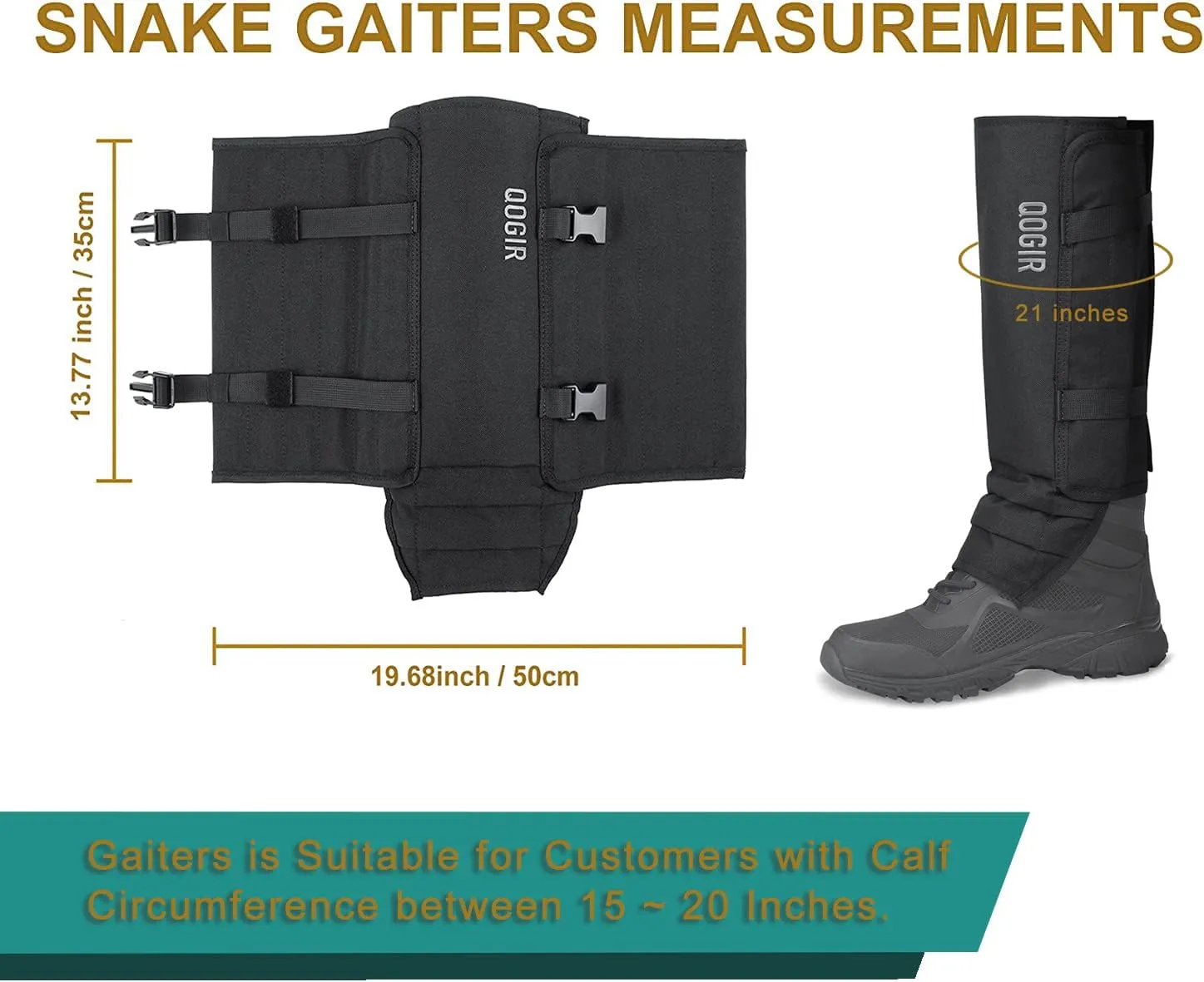 QOGIR Snake Gaiters for Hunting: Durable Snake Guards, Snake Gaiter Leggings for Men & Women, Snake Bite Protection for Lower Legs, Snake Proof Gaiters with Adjustable Size