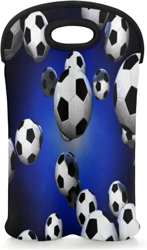 QsirBC Football Exciting Wine Tote Carrier Bag Soft Lightweight with Handle Neoprene Reusable Leakproof Wine Bag for Camping Picnic Travel Wine Lover Gift 2 Bottle