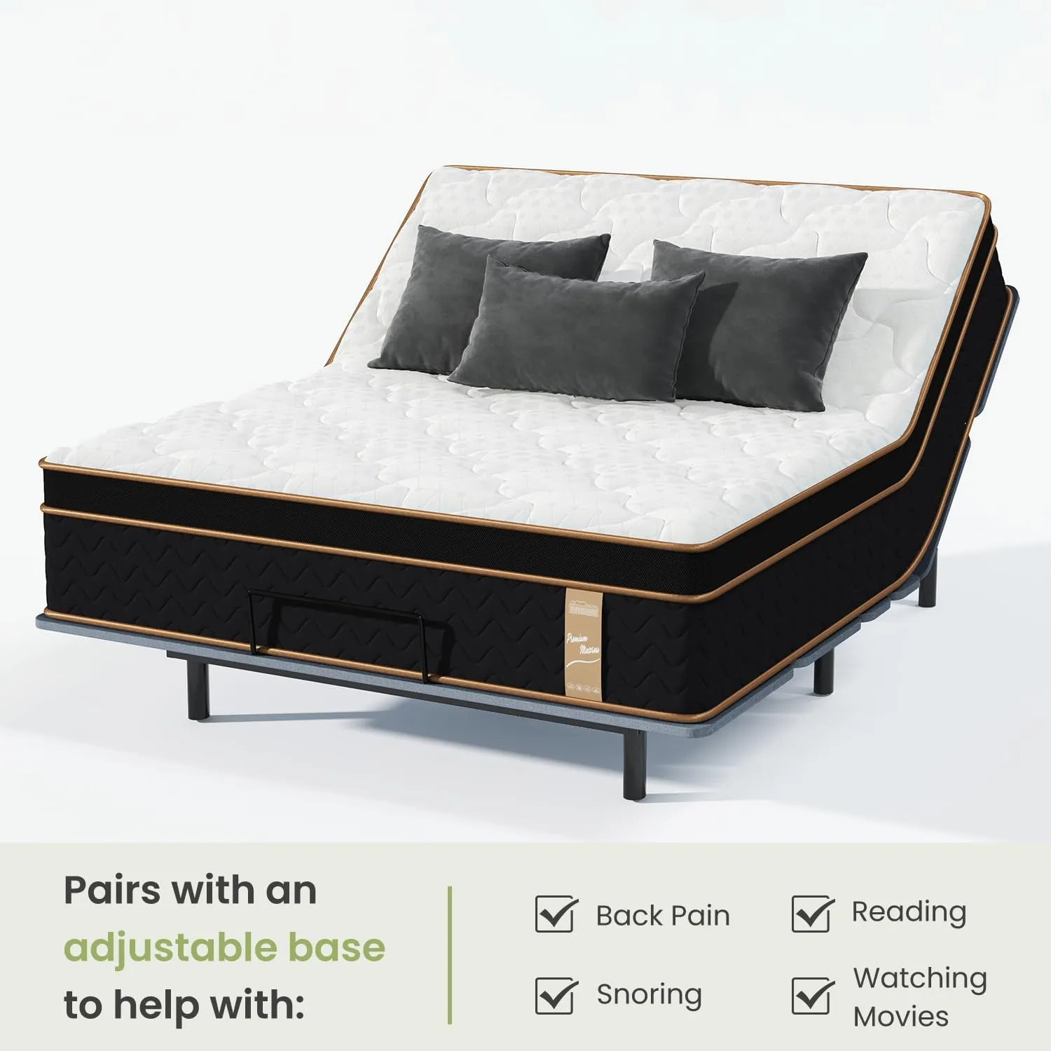 Queen Mattress, 14 Inch Plush Hybrid Mattresses with Gel Memory Foam, Fiberglass-Free Mattress in a Box, Individual Pocket Spring-Motion Isolation-Extra Edge Support, 365 Nights Trial,CertiPUR-US