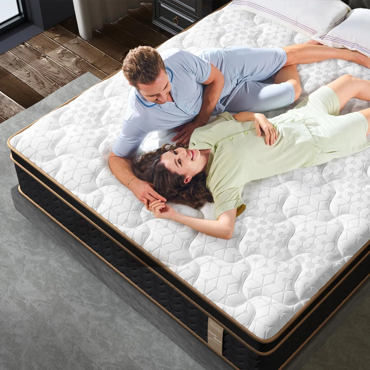 Queen Mattress, 14 Inch Plush Hybrid Mattresses with Gel Memory Foam, Fiberglass-Free Mattress in a Box, Individual Pocket Spring-Motion Isolation-Extra Edge Support, 365 Nights Trial,CertiPUR-US