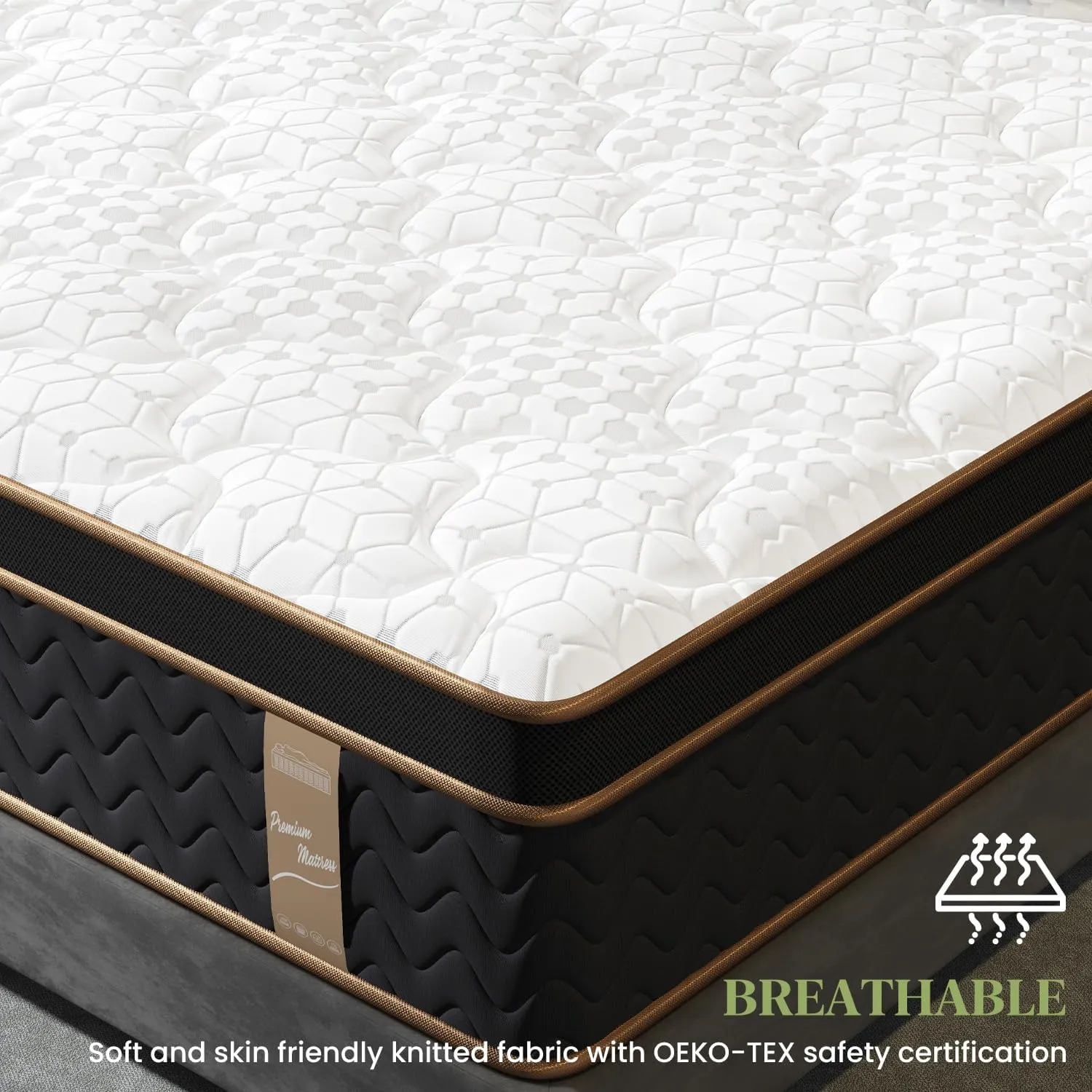 Queen Mattress, 14 Inch Plush Hybrid Mattresses with Gel Memory Foam, Fiberglass-Free Mattress in a Box, Individual Pocket Spring-Motion Isolation-Extra Edge Support, 365 Nights Trial,CertiPUR-US