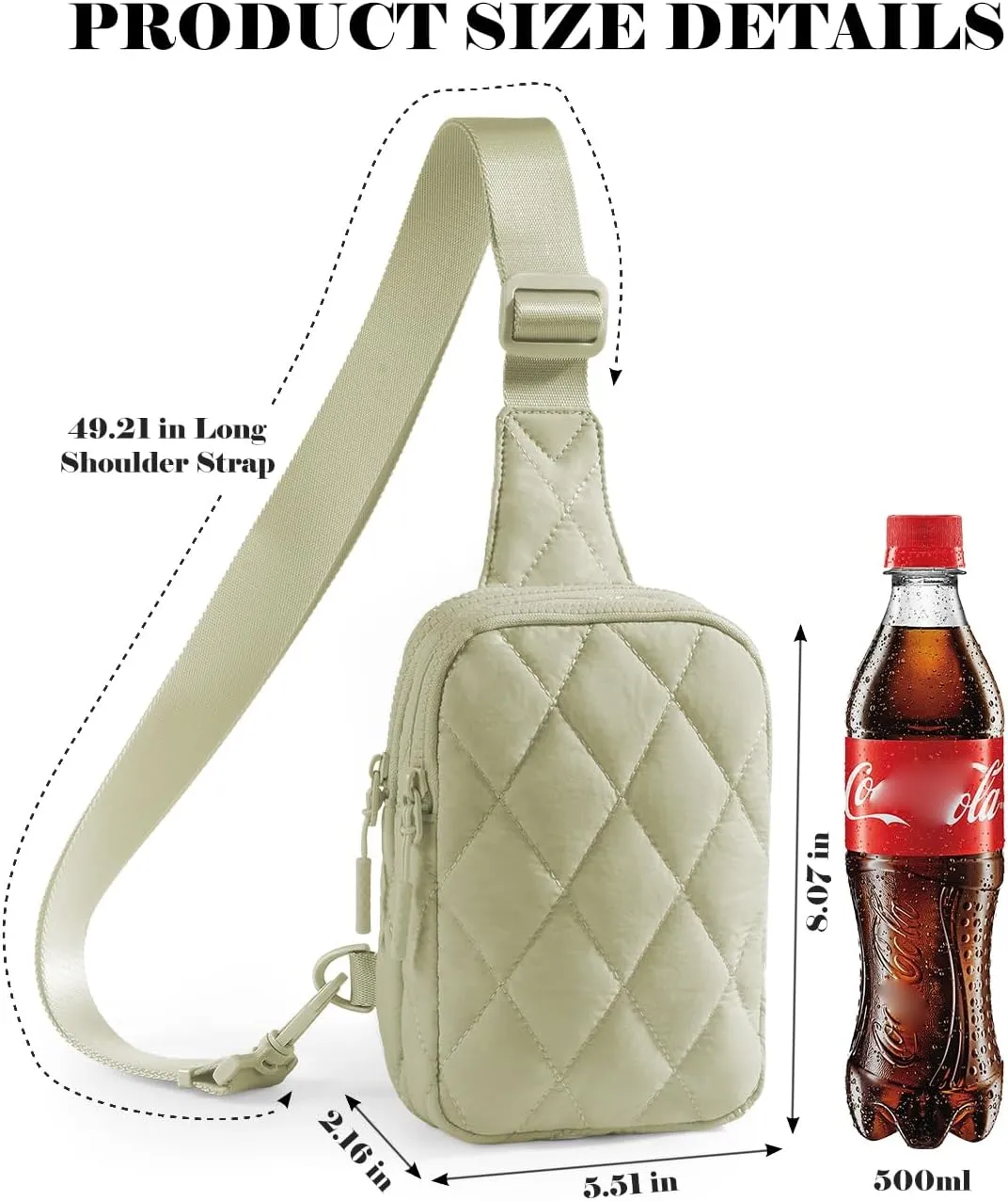 Quilted Puffer Sling Bag for Women Small Backpack Crossbody Chest Bag Fanny Packs Purses for Casual Traveling Hiking