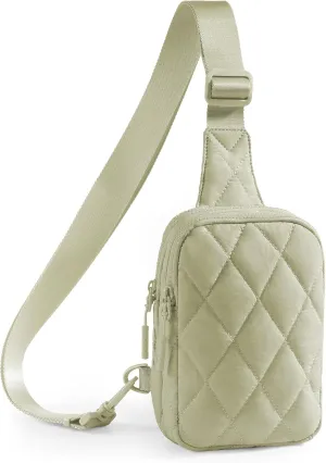 Quilted Puffer Sling Bag for Women Small Backpack Crossbody Chest Bag Fanny Packs Purses for Casual Traveling Hiking