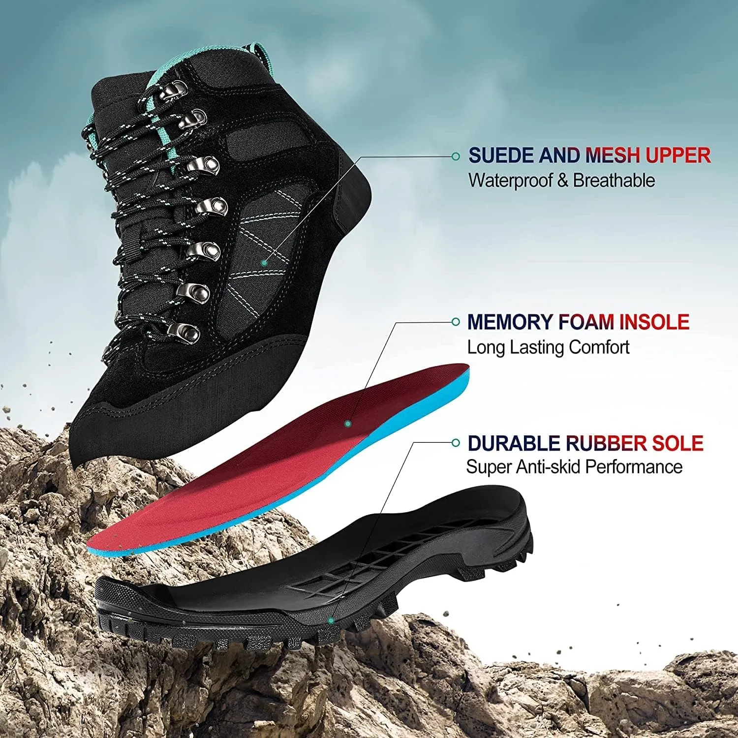R CORD Snow Boots for Women Ankle Winter Boots for Women Hiking Boots Women Waterproof Durable Womens Hiking Boots for Outdoors