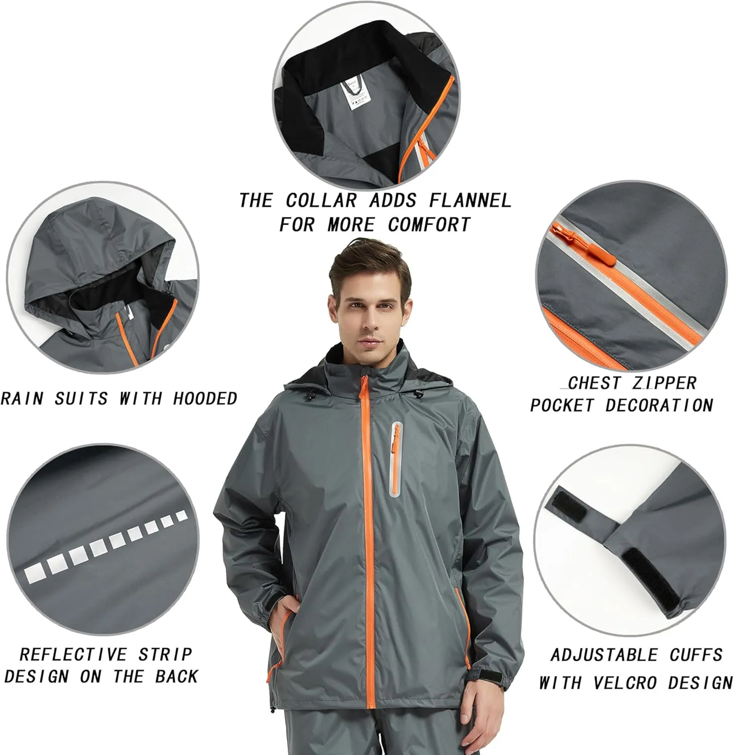 Rain Suits for Men Women Waterproof Lightweight Hooded Breathable Rain Gear Raincoat for Fishing Hiking Cycling