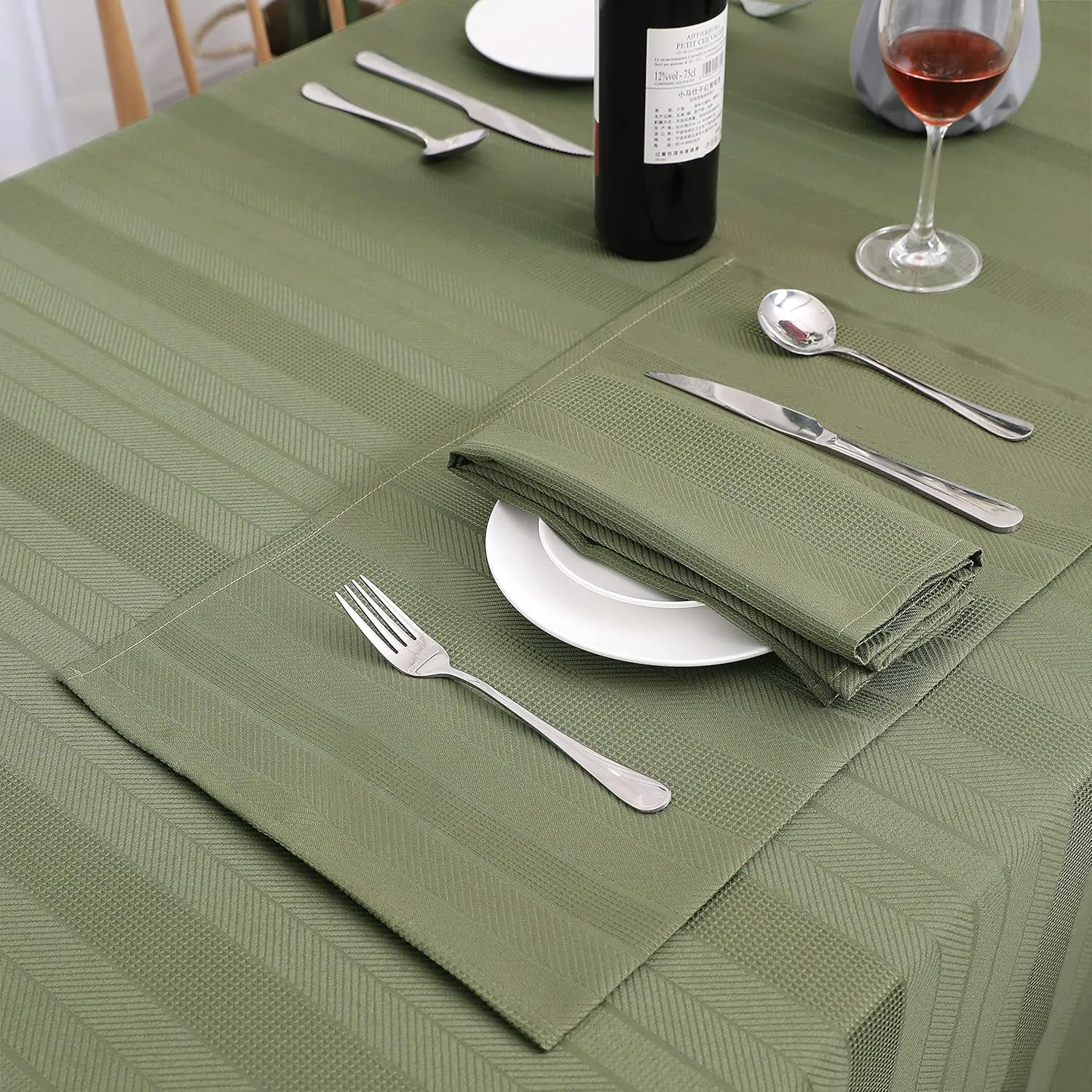 Randall Rectangle Oblong Tablecloth 60" x84” 7 Feet Machine Washable, Water Resistant Dust-Proof & Anti-Stain Table Cover for Kitchen Dinning Party Farmhouse Decoration(6 Seats, Sage Green)