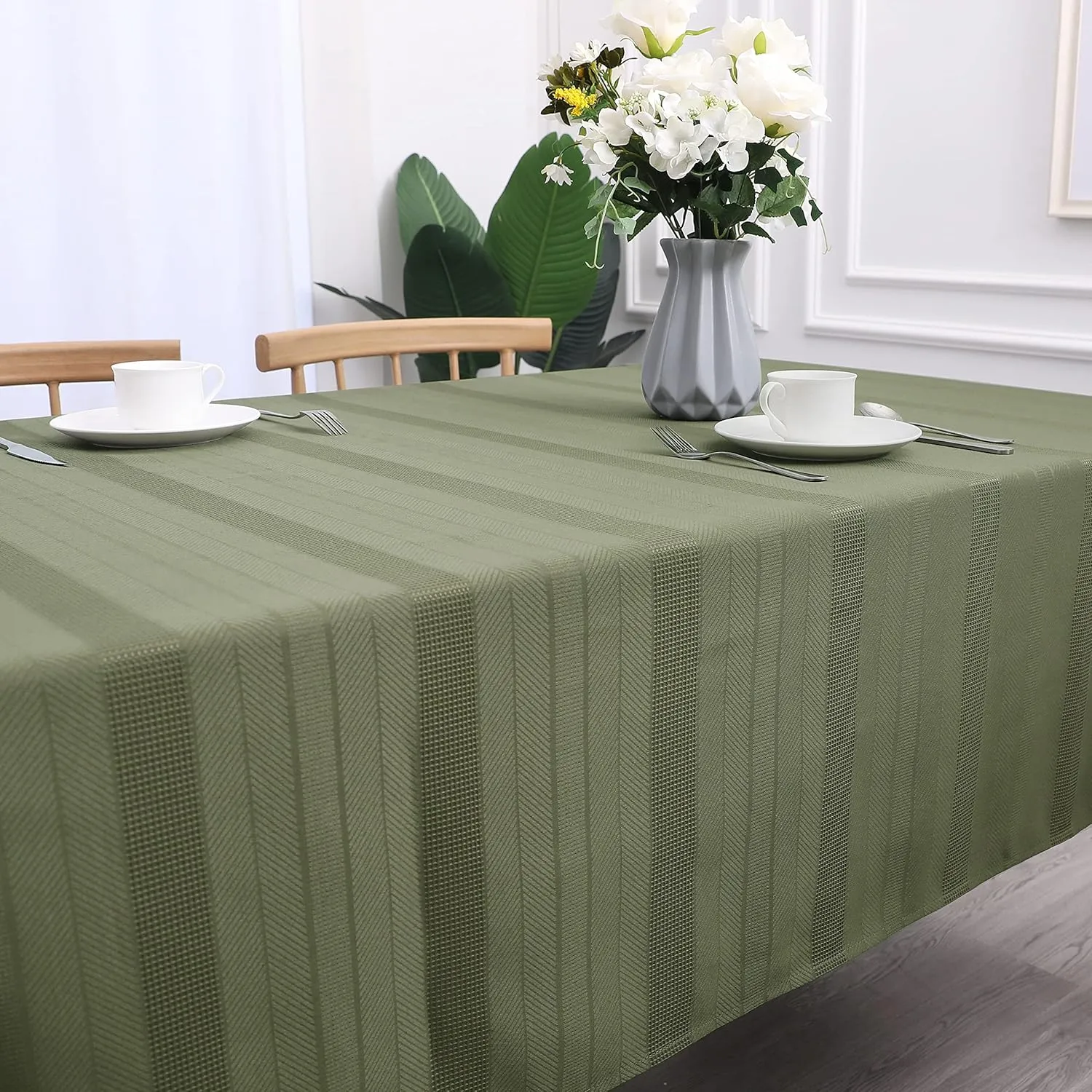 Randall Rectangle Oblong Tablecloth 60" x84” 7 Feet Machine Washable, Water Resistant Dust-Proof & Anti-Stain Table Cover for Kitchen Dinning Party Farmhouse Decoration(6 Seats, Sage Green)