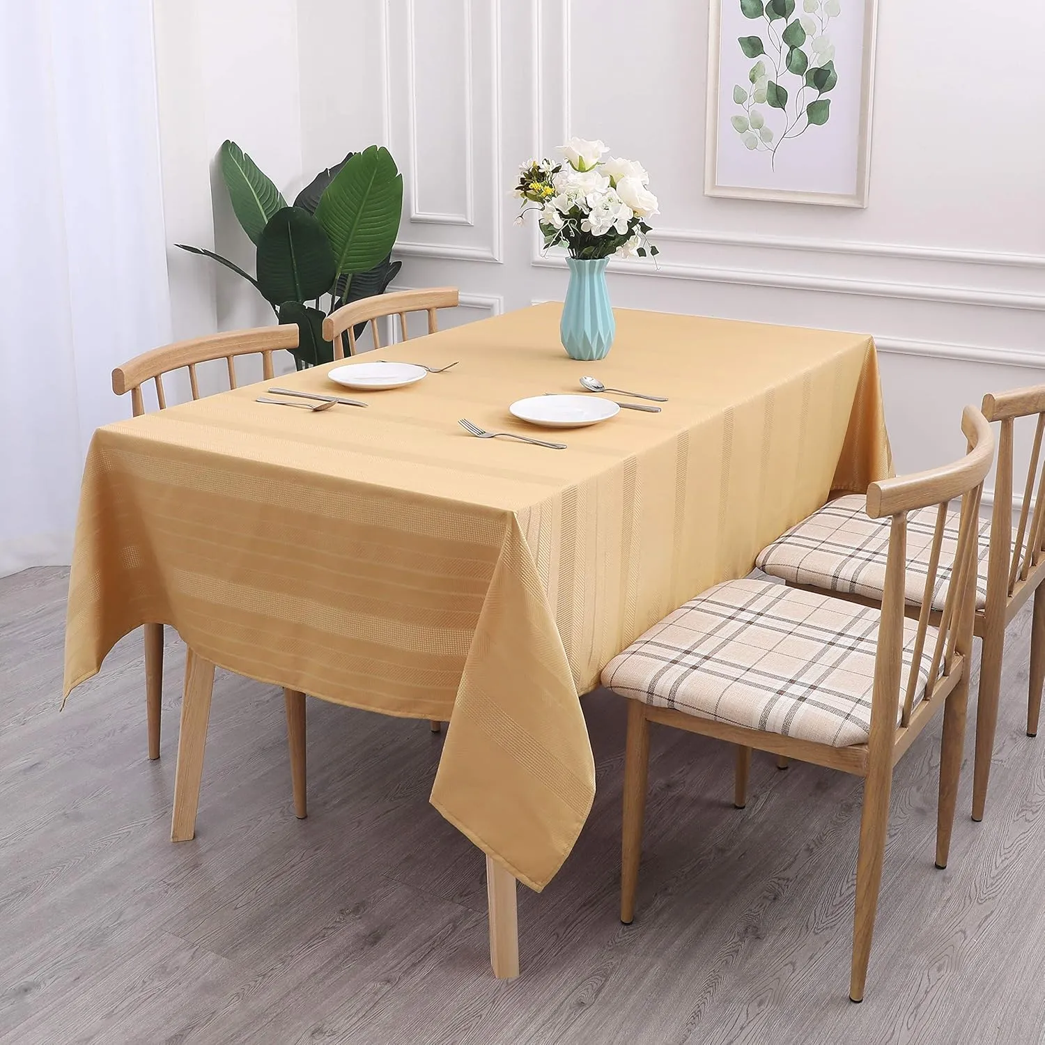 Randall Rectangle Tablecloth Oblong 60“×120“ 10 Feet Water Resistant Dust-Proof Stain Resistant Heavy Duty Table Cover for Kitchen Dinning Party Farmhouse Decoration 10-12 Seats, Wheat Gold