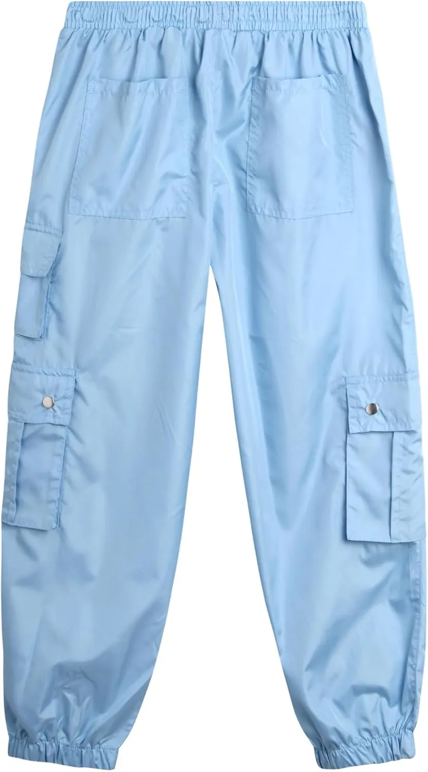 Real Love Girls' Cargo Pants - Lightweight Nylon Quick Dry Jogger Parachute Pants with Deep Multi Pockets (Sizes: 7-16)