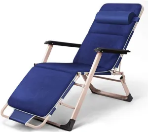 Recliner Chairs， Folding Deck Chair Bedroom Living Room Outdoor Recliner Sun Lounger Portable Travel Recliner Leisure Vacation Chair 178x52x25cm(Blue)