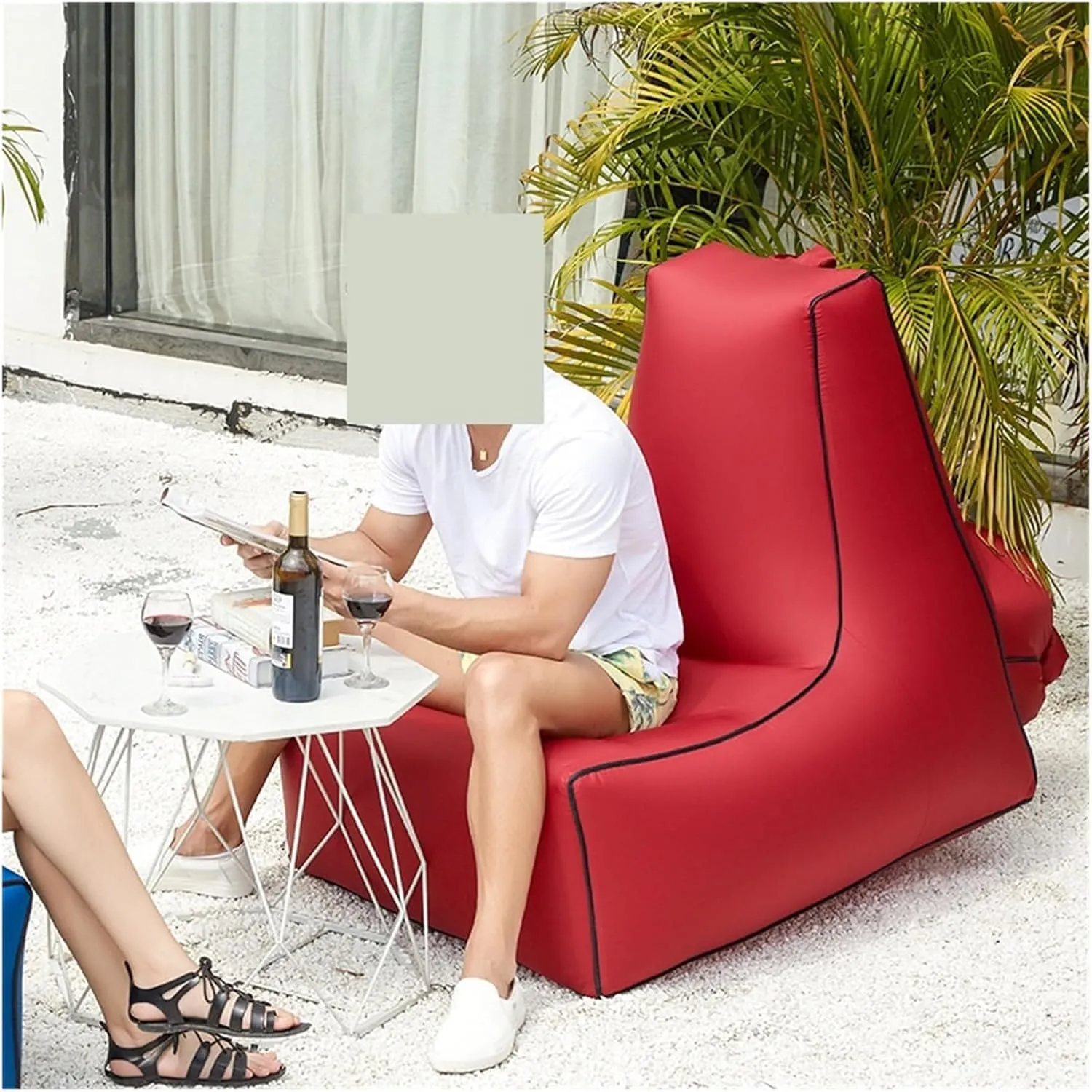 Recliner Outdoor Inflatable Sofa Square Bottom Armchair Air Beach Camping Travel Furniture Chair Tool-Free Folding Air Sofa Leisure Fit for Seat Portable (Color : 100X80X90CM-03)