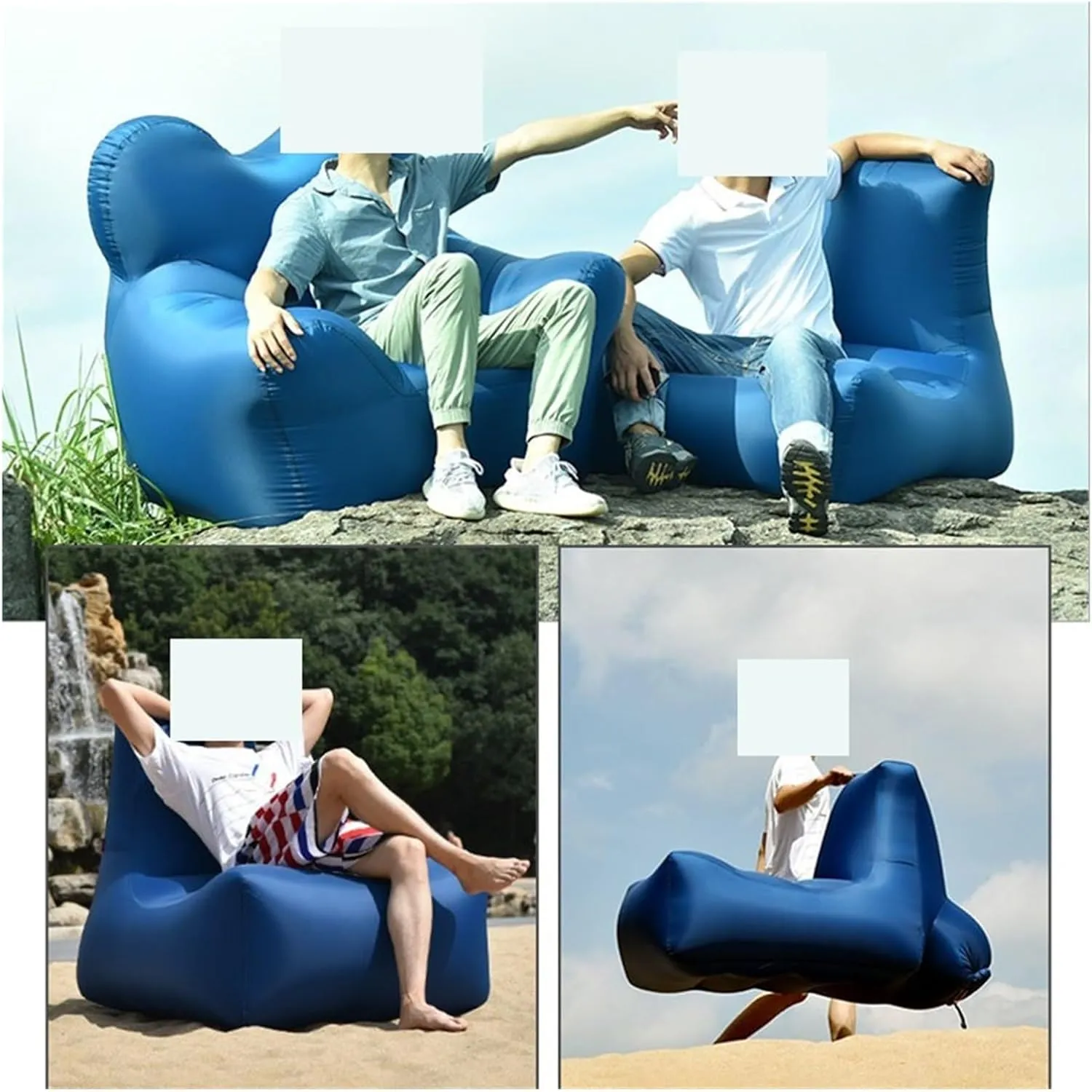 Recliner Outdoor Inflatable Sofa Square Bottom Armchair Air Beach Camping Travel Furniture Chair Tool-Free Folding Air Sofa Leisure Fit for Seat Portable (Color : 100X80X90CM-03)