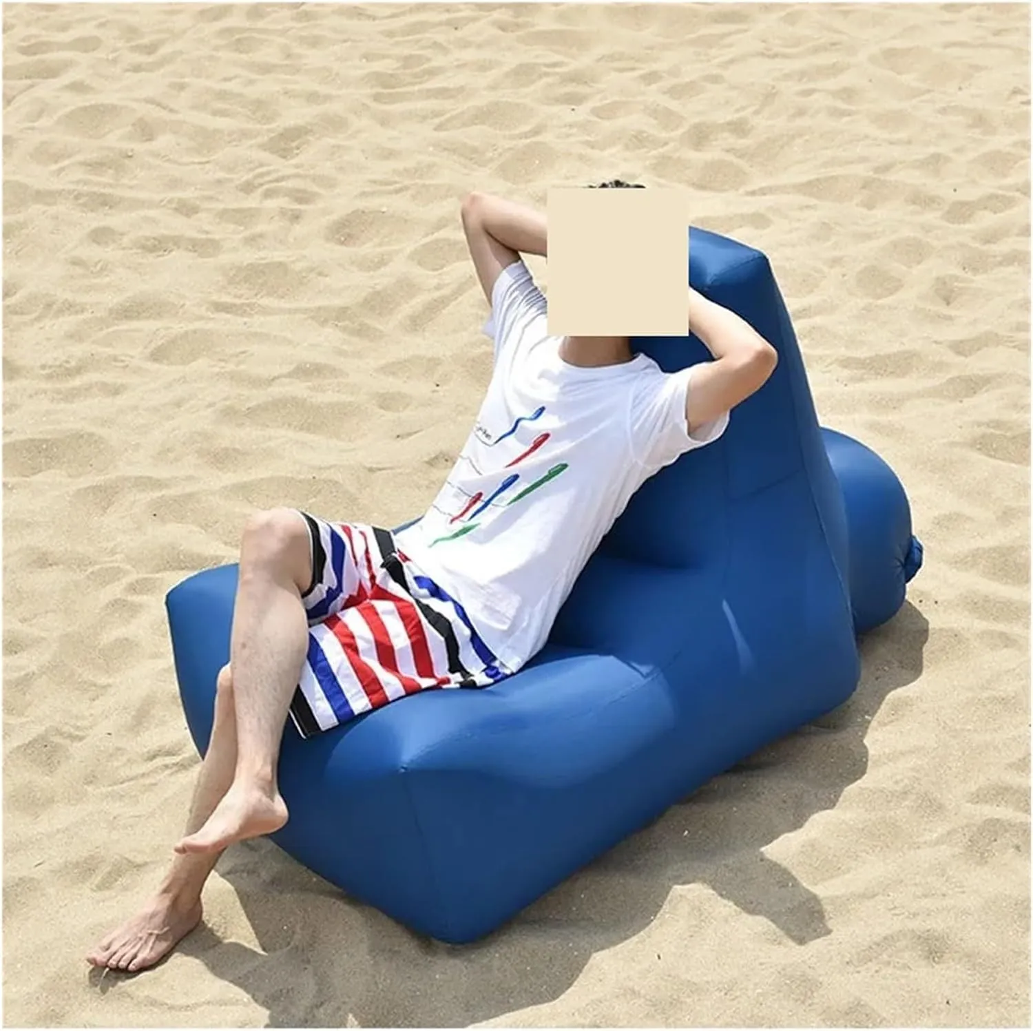 Recliner Outdoor Inflatable Sofa Square Bottom Armchair Air Beach Camping Travel Furniture Chair Tool-Free Folding Air Sofa Leisure Fit for Seat Portable (Color : 100X80X90CM-03)