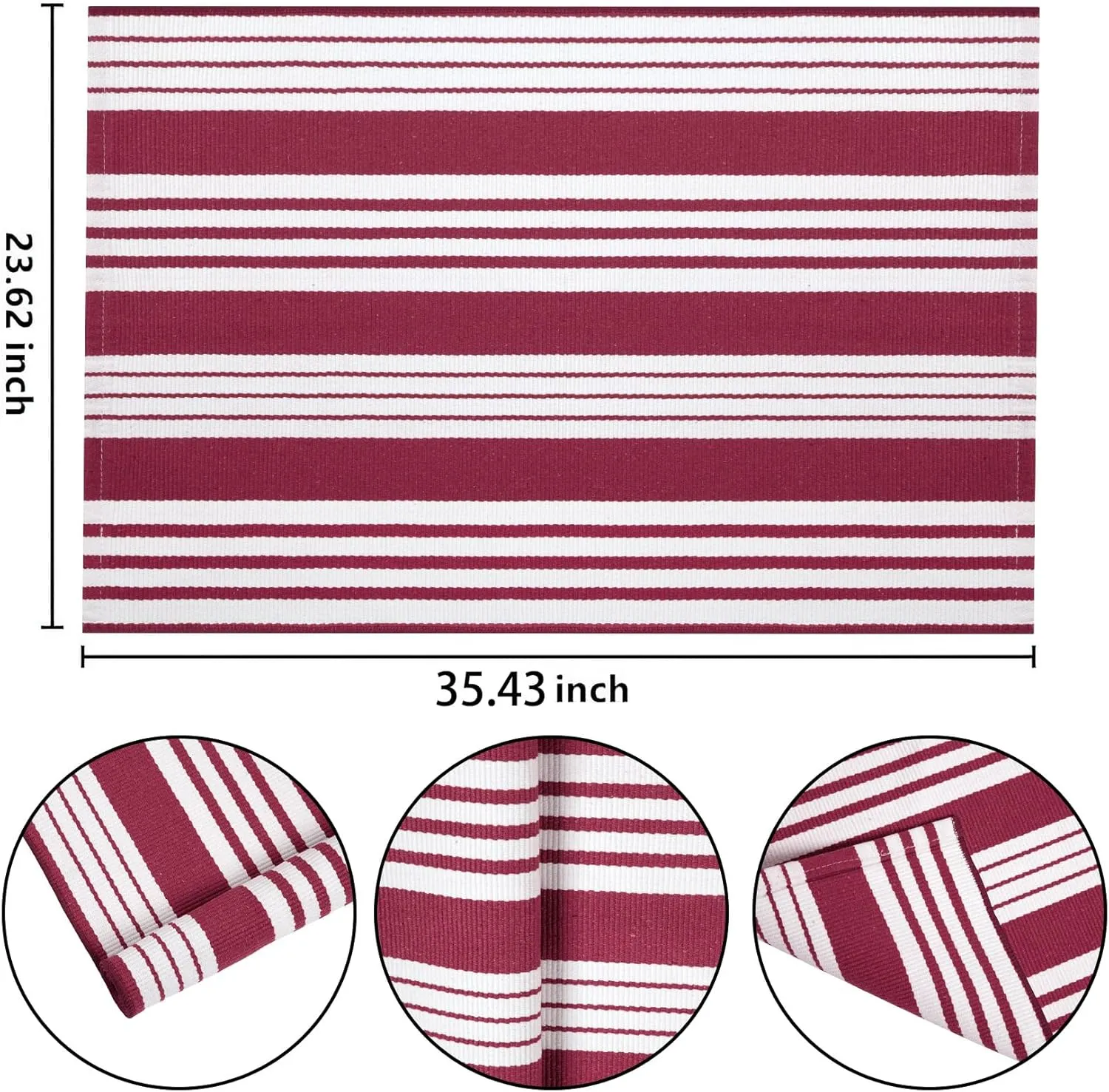 Red and White Striped Outdoor Rug 24'' x 35'' Door Mat Outdoor Machine Washable Welcome Mats Cotton Hand-Woven Entryway Rug for Front Porch/Entryway/Laundry/Bathroom/Bedroom