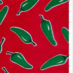 Red Chili Pepper Oilcloth Fabric - Reorderable