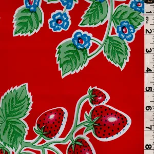Red Floral Oilcloth Roll Fabric