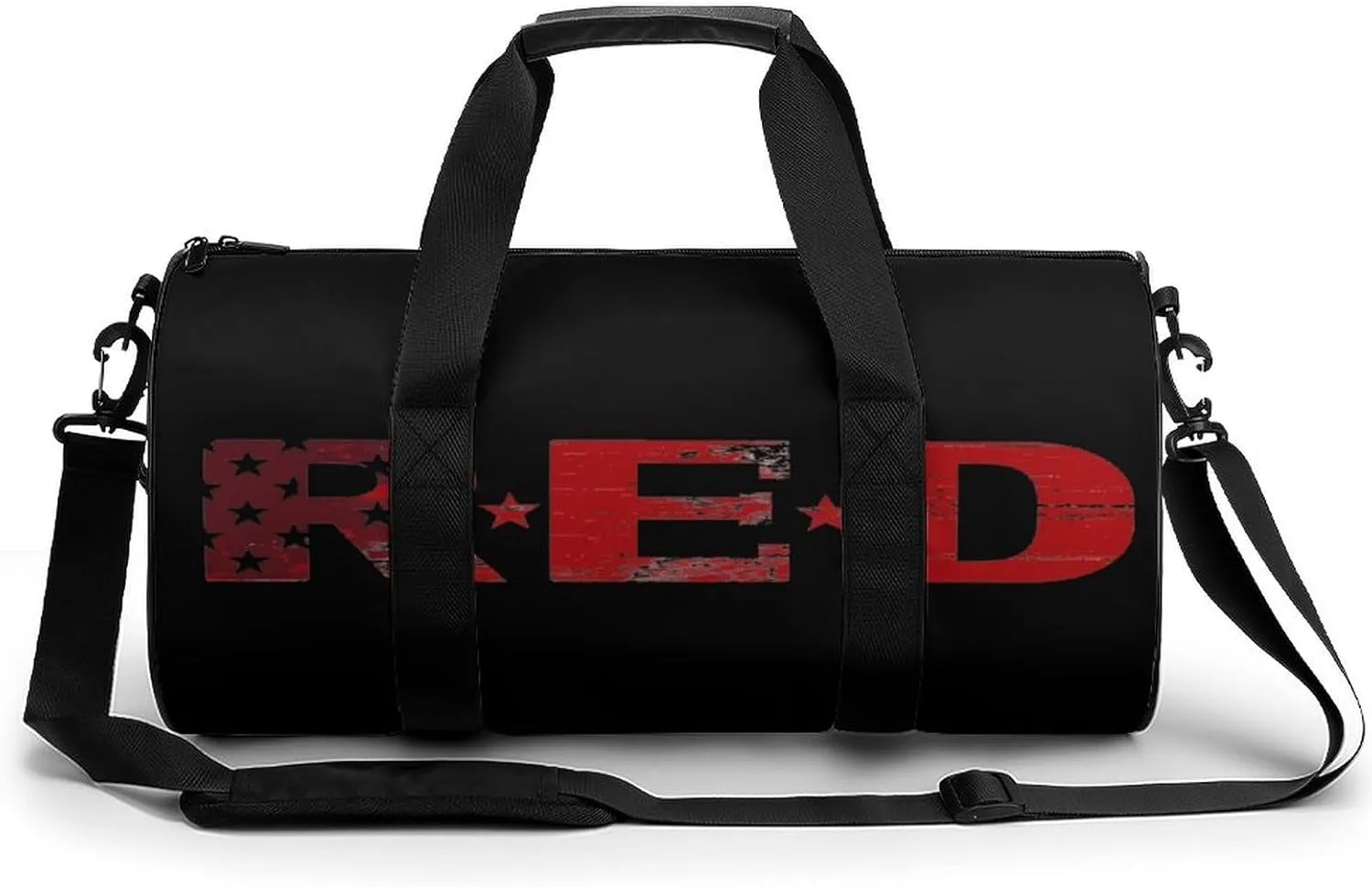 RED Remember Everyone Deployed Printed Sports Gym Bag for Women Men Travel Duffel Bag Workout Weekender Bags
