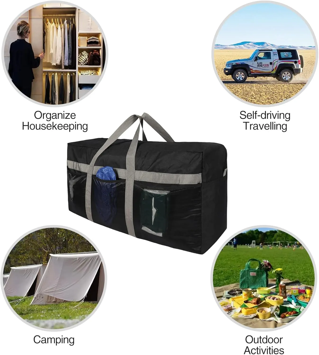 REDCAMP Foldable Travel Bag, Large Sports Bag, 75L/96L/100L, Lightweight Waterproof Tote Bag