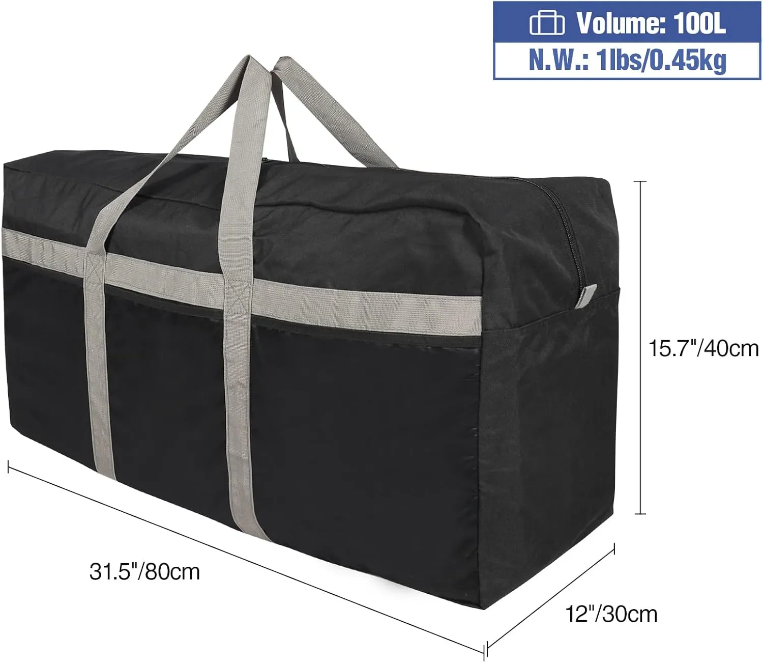 REDCAMP Foldable Travel Bag, Large Sports Bag, 75L/96L/100L, Lightweight Waterproof Tote Bag