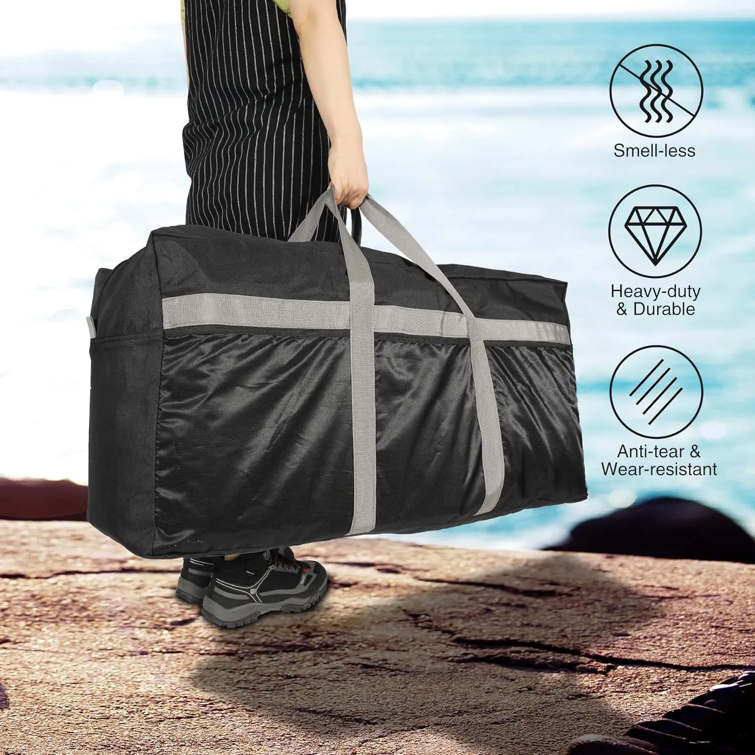 REDCAMP Foldable Travel Bag, Large Sports Bag, 75L/96L/100L, Lightweight Waterproof Tote Bag