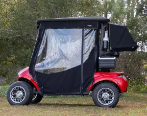 RedDot 3-Sided Golf Cart Enclosure Compatible with MadJax XSeries X2 | Track Style | Black | Stain Resistant | Fits 2-Passenger 2024-Up Models with Factory Top (Enclosure with Golf Bag Cover)