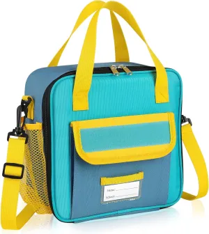 REDSHELL Lunch Box Kids, Large Insulated Lunch Bag for Boys Girls, Cooler Lunchbag, Square Toddler Lunchbox, Back to School Daycare Lunch Tote Pail with Water Bottle Holder Shoulder Strap, Blue