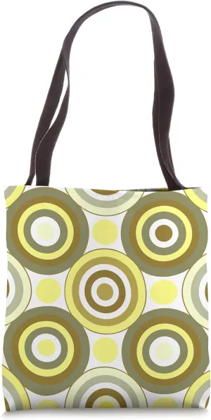 Retro Concentric Circles Geometric Pattern Dark Yellow Tote Bag