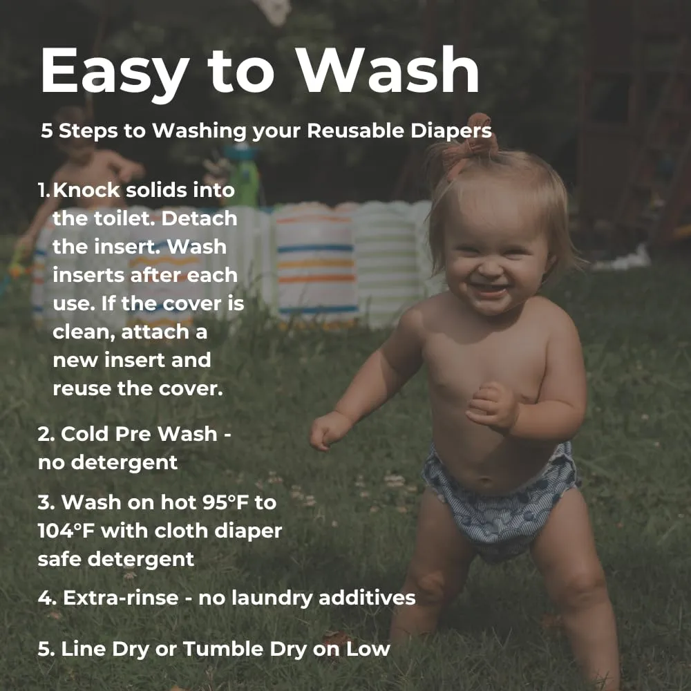 Reusable Swim Diapers and Wet Bag - One Size Fully Adjustable - Hamptons Unisex 3 Pack with Wet Bag by Nora's Nursery