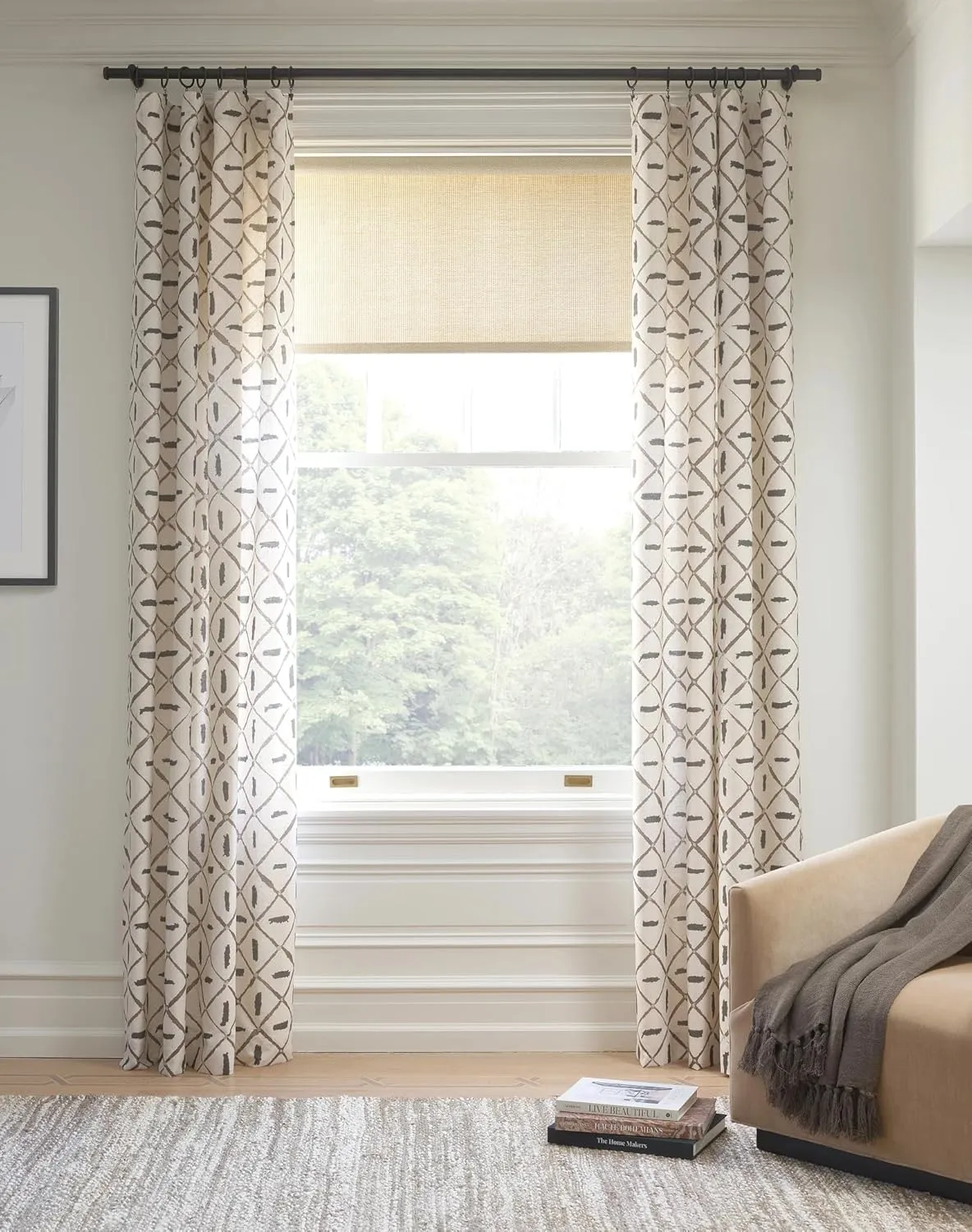 Ridge Cordless Roller Natural Shade, 34" W x 72" L, Ivory Solid Pattern
