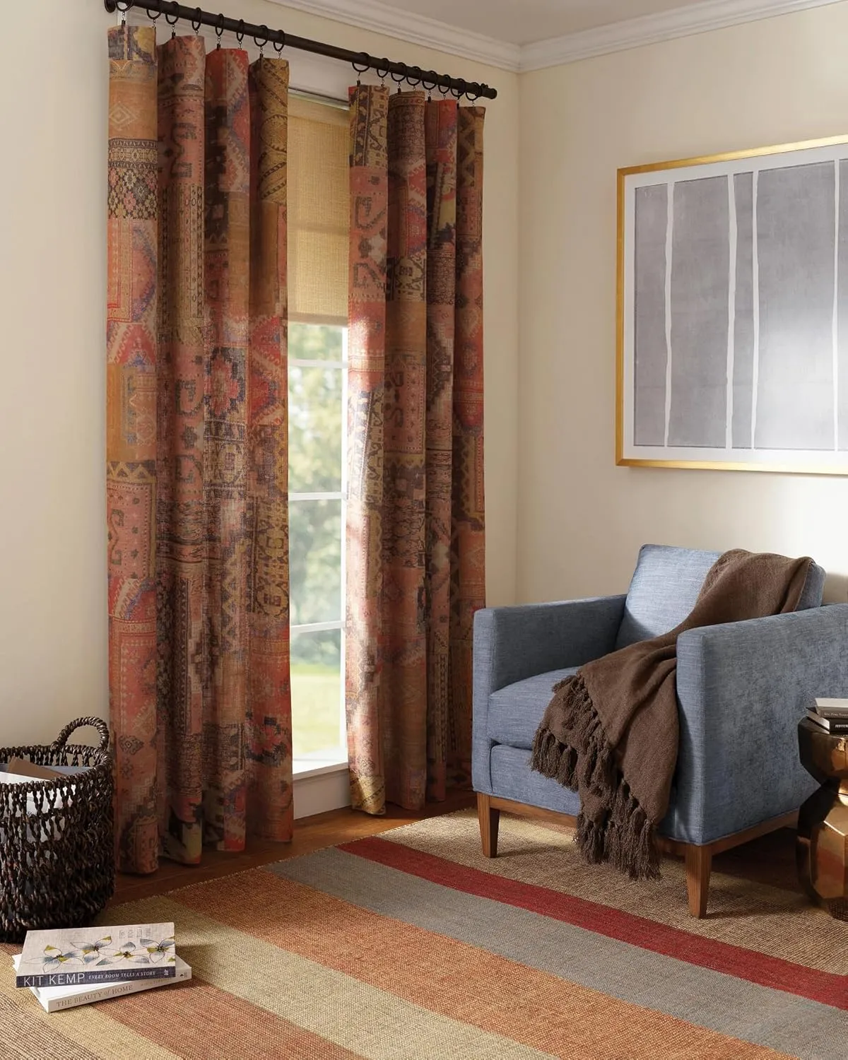 Ridge Cordless Roller Natural Shade, 34" W x 72" L, Ivory Solid Pattern