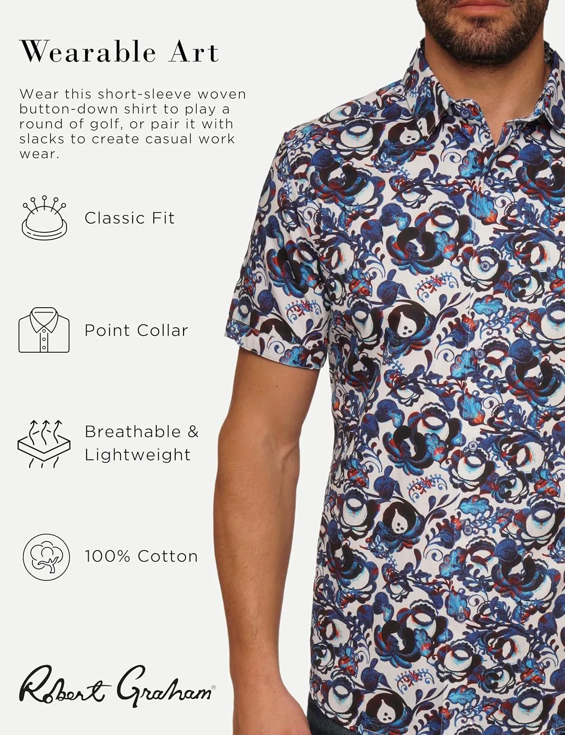 Robert Graham Men's Edmund Short Sleeve Woven Button Down Shirt