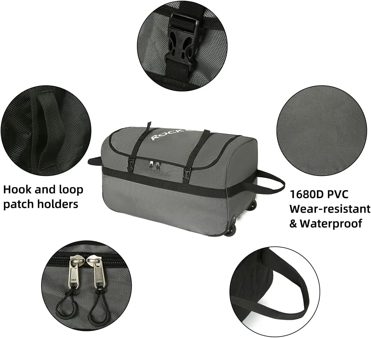 Rock Cloud Foldable Wheeled Duffel Bag with Wheels 85L Rolling Duffle Bag Packable 26 inch for Travel Camping Sports, Grey