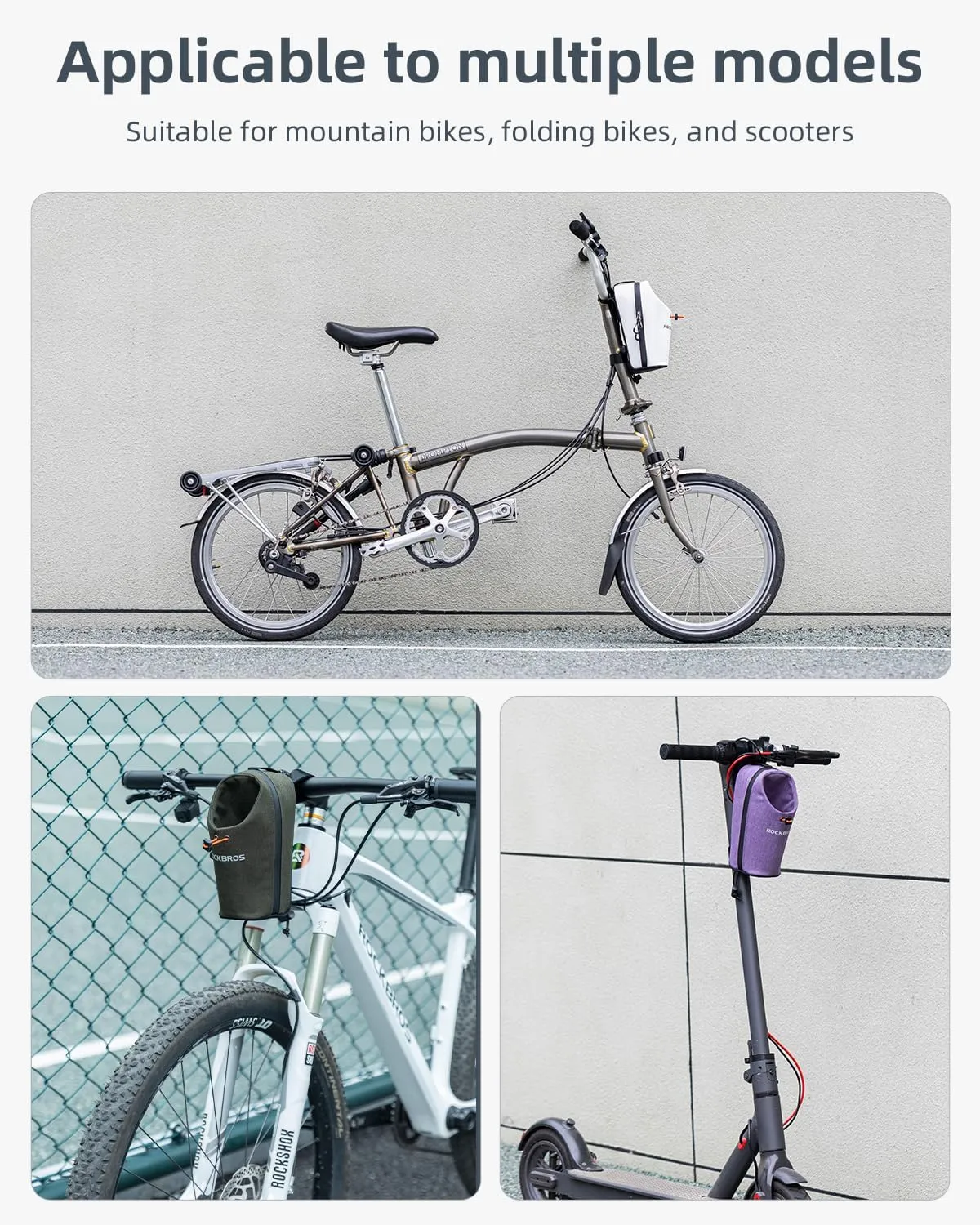 ROCKBROS Electric Scooter Bag Bike Frame Bag Bicycle Water Bottle Bag 1.5L Large Capacity Quick Installation for Mountain Bikes E-Scooters and Folding Bikes