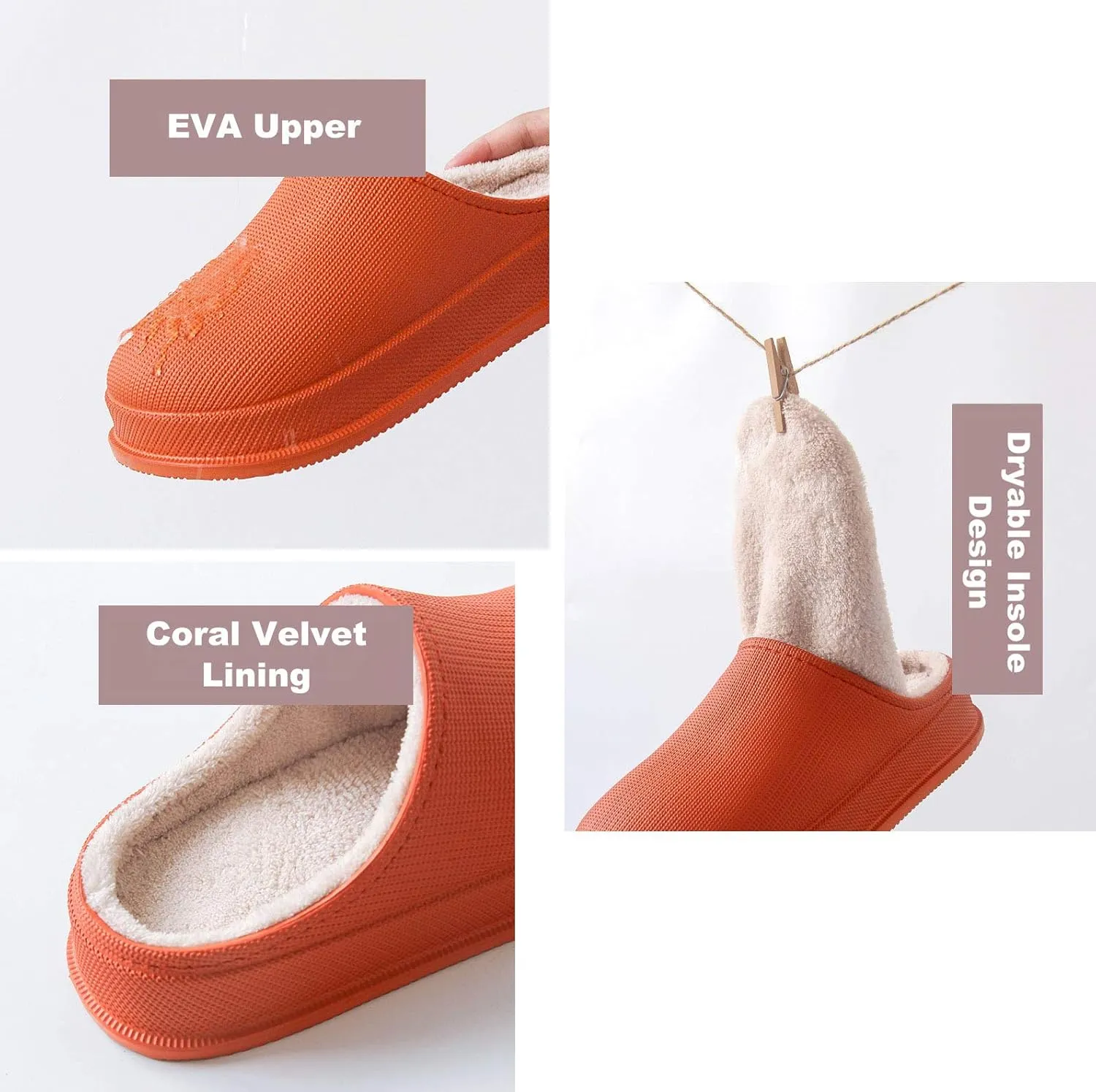 Rojeam Women Slippers Comfort Waterproof Winter Garden Shoes Warm House Slippers Indoor Outdoor for Men Women