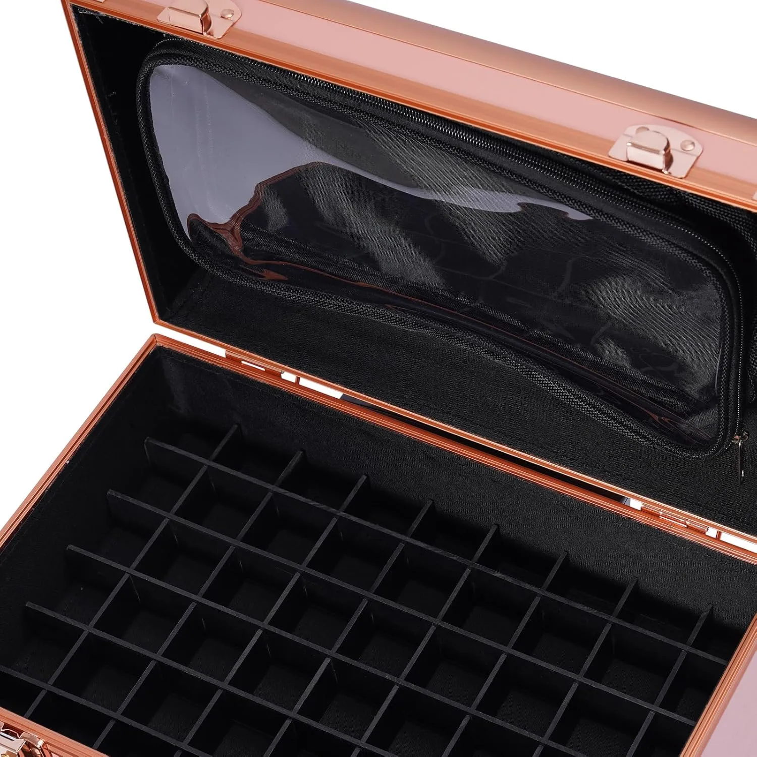Rolling Makeup Train Case, 4 in 1 Professional Cosmetic Trolley with Wheels, Large Capacity Trolley Makeup Travel Case for Salon Barber Nail Technicians (Gold)