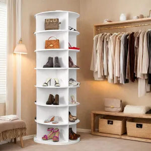 Rotating Shoe Rack Tower, 360-Degree Circular Storage Organizer for Shoes and Handbags, Vertical Space-Saving Cabinet for Entrance Hall, Independent Rotating Shoe Shelf