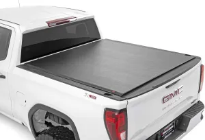Rough Country Soft Roll-Up Truck Bed Cover for Chevy Silverado & GMC Sierra 1500 (2019-2025) - Fits 5'10 (69.9") Short Bed, Weather-Resistant Truck Tonneau Cover