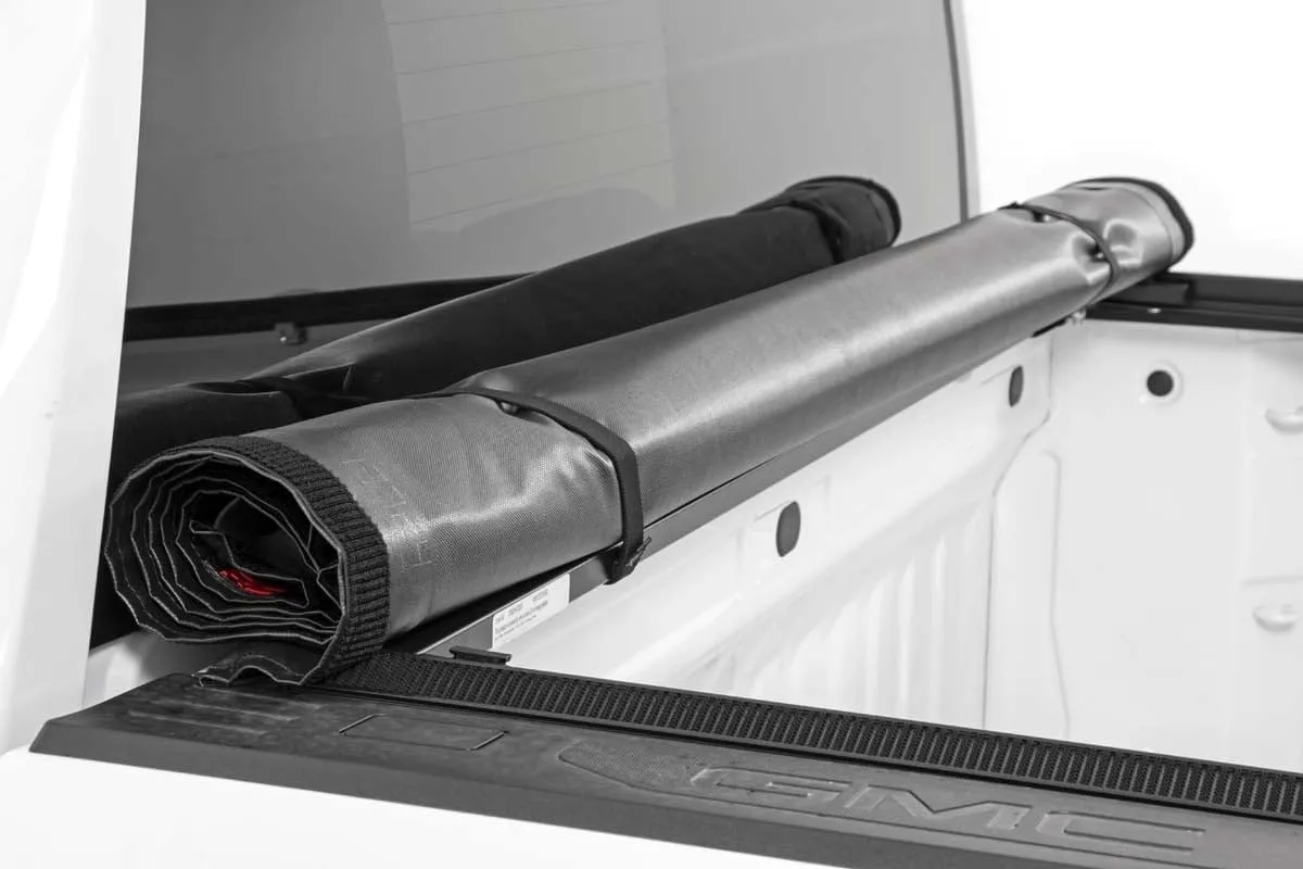 Rough Country Soft Roll-Up Truck Bed Cover for Chevy Silverado & GMC Sierra 1500 (2019-2025) - Fits 5'10 (69.9") Short Bed, Weather-Resistant Truck Tonneau Cover