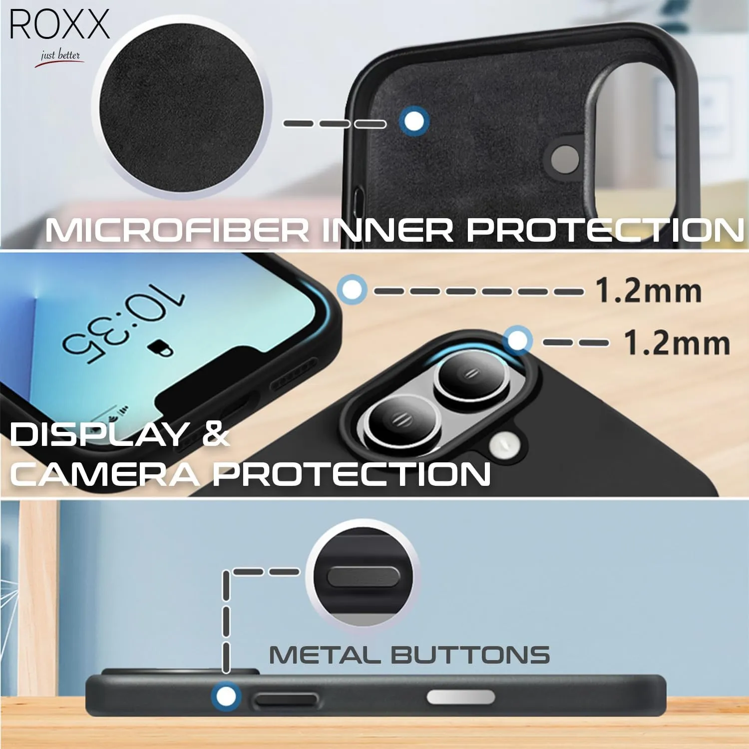 Roxx Next Era Case | Worldwide Unique | Compatible with iPhone 16 | MagSafe Compatible | Hardcase | Inner Protection | Screen Protection | Camera Protection Black