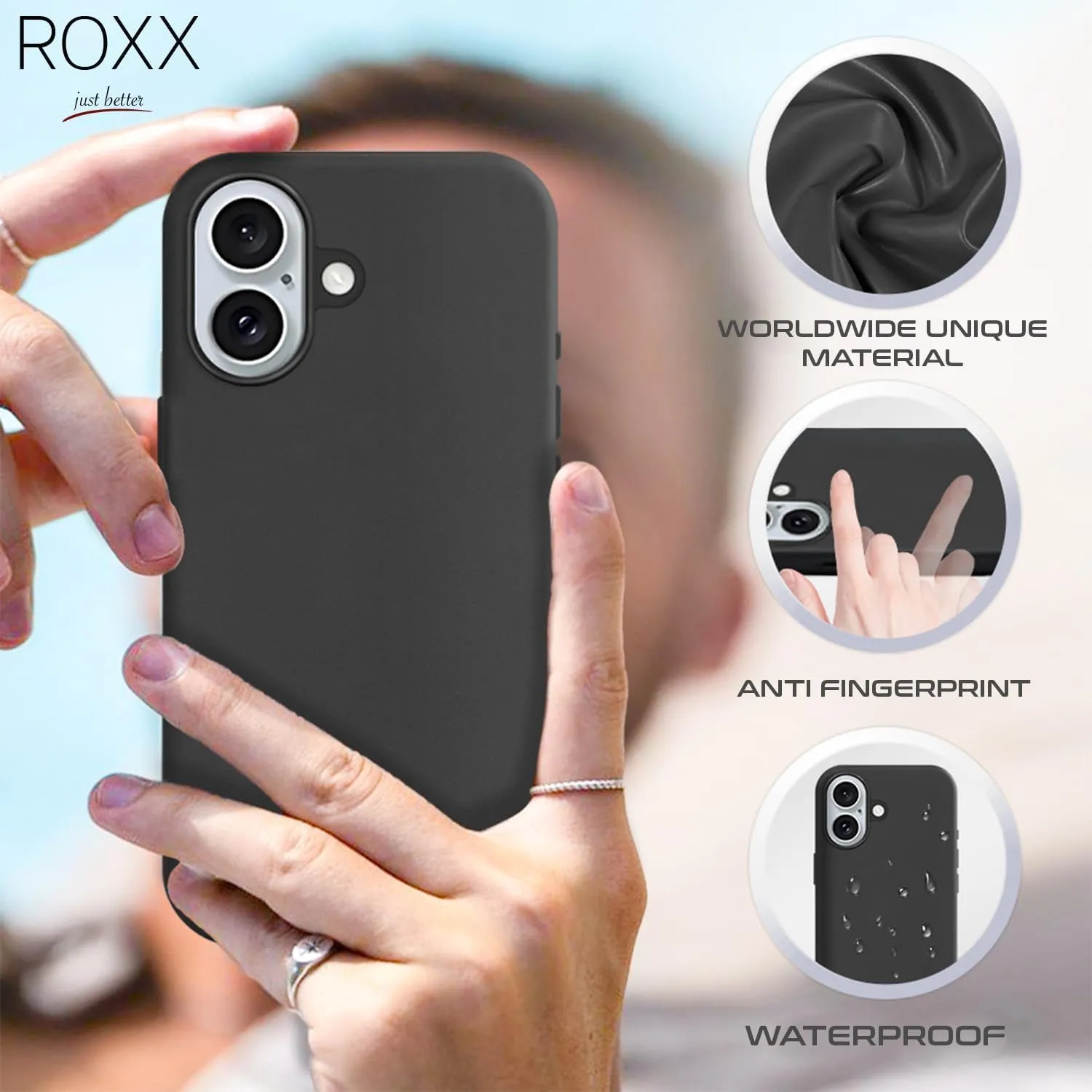 Roxx Next Era Case | Worldwide Unique | Compatible with iPhone 16 | MagSafe Compatible | Hardcase | Inner Protection | Screen Protection | Camera Protection Black