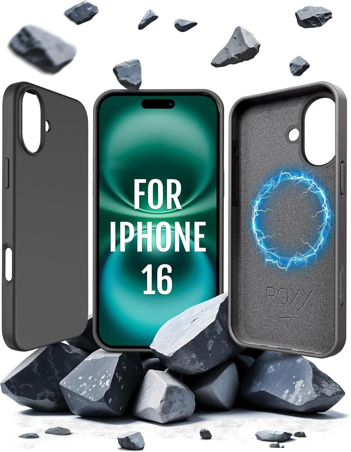 Roxx Next Era Case | Worldwide Unique | Compatible with iPhone 16 | MagSafe Compatible | Hardcase | Inner Protection | Screen Protection | Camera Protection Black