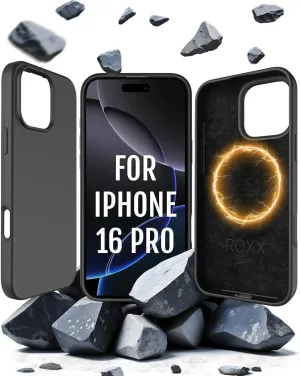 Roxx Silicone Case | Like The Original | Compatible With iPhone 16 Pro | MagSafe Compatible | Award-Winning | Hardcase | Inner and Camera Protection | Screen Protection | Black